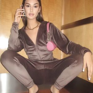 SKIMS Velour Amethyst Cropped Hoodie & High Waist Jogger Set M Bottoms L Top